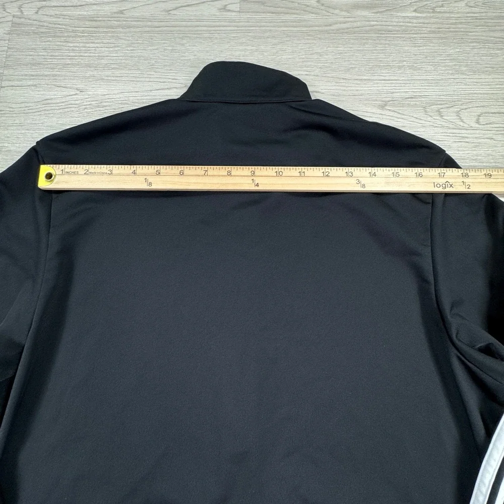 Adidas Men's Track Jacket Full Zip Black Large 3 Stripe Athletic Sportswear Y2K